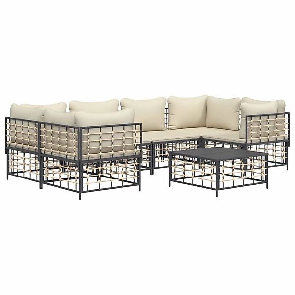 Vidaxl 7-tlg. Garten-lounge-set Mit Kissen Anthrazit Poly Rattan günstig online kaufen