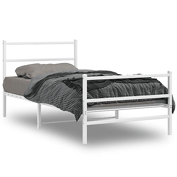 vidaXL Bettgestell mit Kopf- und Fußteil Metall Weiß 100x190 cm 355426 günstig online kaufen