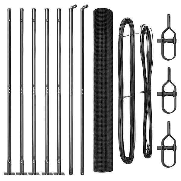 vidaXL Zaunpfosten Grau 10 x 1,5 m 16 x 16 mm Gitter Stahl und PVC 3352531 günstig online kaufen