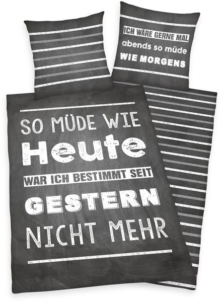 Herding Young Collection Jugendbettwäsche "Müde" 2 Stk. tlg. mit Spruch günstig online kaufen