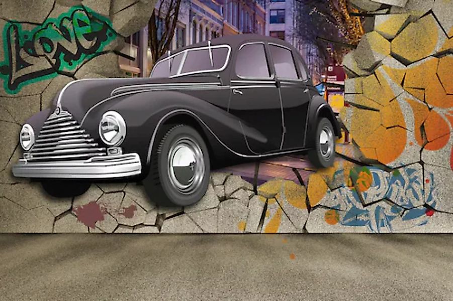 Papermoon Fototapete »Auto durch Mauer« günstig online kaufen