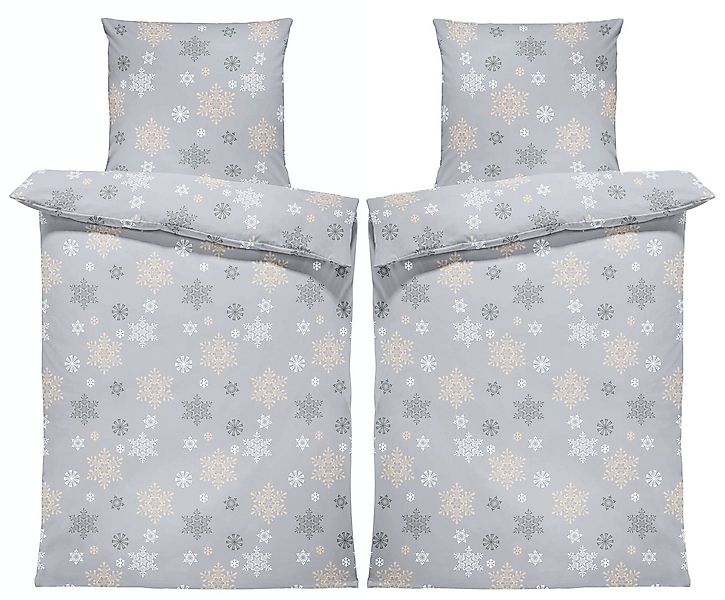 One Home Bettwäsche Winter Pure Frost, Flanell, 4 teilig, Kristalle und Sch günstig online kaufen