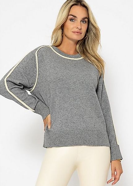 SASSYCLASSY Strickpullover Strickpullover Damen mit Zierblenden Elegant Rol günstig online kaufen