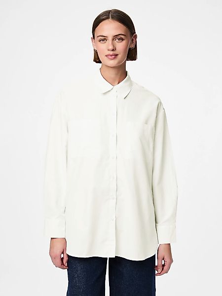 pieces Hemdbluse "PCMELIA LS LOOSE SHIRT WVN NOOS BC" mit abgerundetem Saum günstig online kaufen