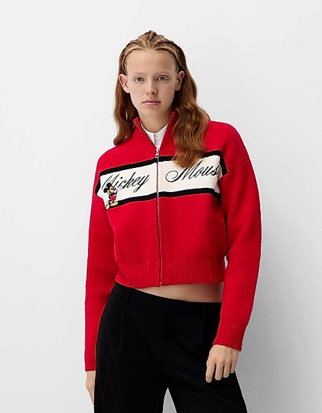 Bershka Mickey Mouse Jacke Mit Reißverschluss Damen S Rot günstig online kaufen