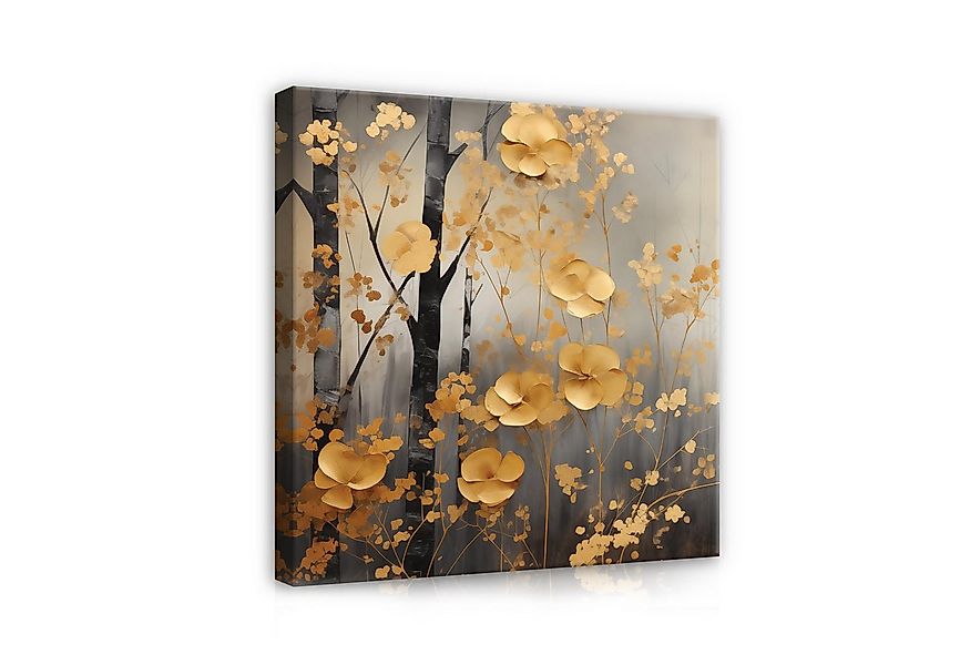 Wallarena Leinwandbild Abstrakt Blätter beige Abstrakt Wandbild XXL Leinwan günstig online kaufen