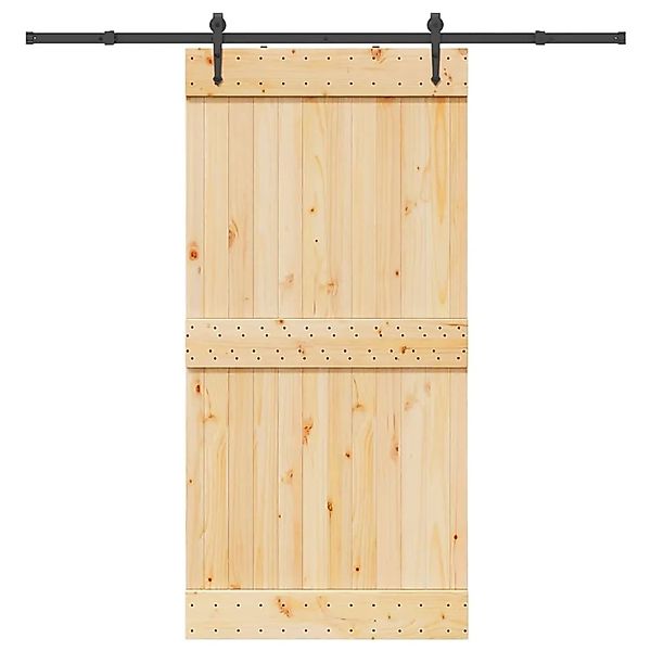 vidaXL Schiebetür mit Beschlag 100x210 cm Massivholz Kiefer 3332699 günstig online kaufen