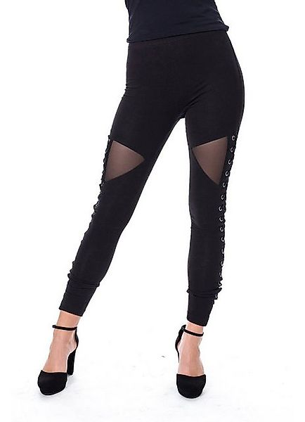 Vixxsin Leggings Onyx Gothic Schnürung Nu Goth Mesh Netz Ausschnitt günstig online kaufen