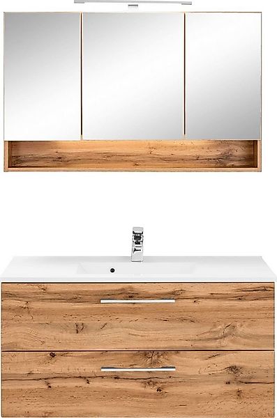 welltime Badmöbel-Set Soria, (2-St), Waschplatz Breite 100 cm, Spiegelschra günstig online kaufen