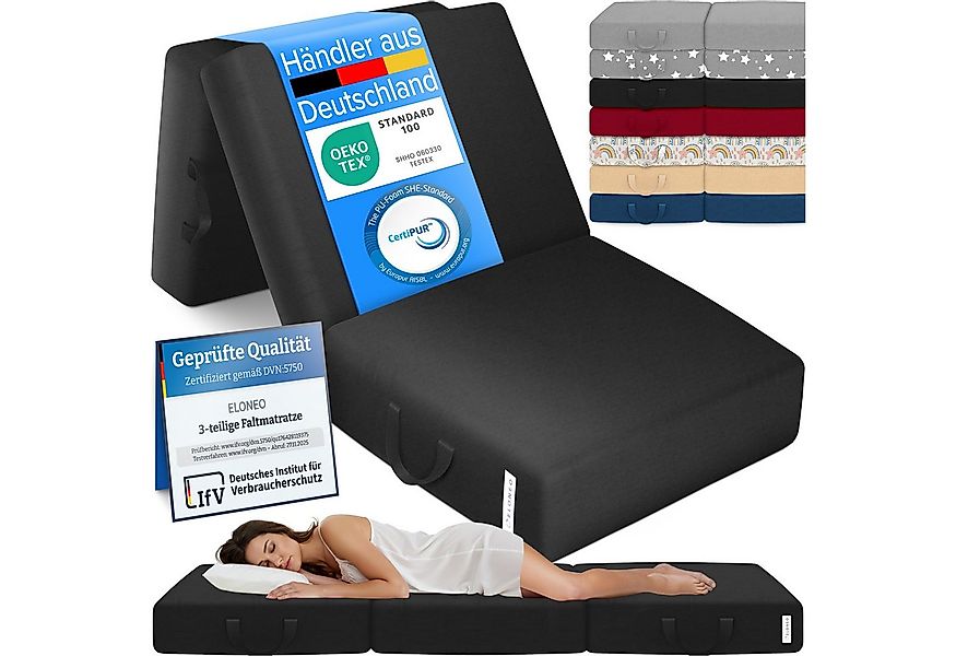 Klappmatratze 3-teilig, Gästematratze mit extra dickem Schaumstoff, ELONEO, günstig online kaufen