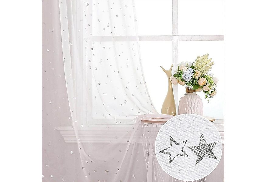 BTTO V&G Vorhang Gardine Sternen, Vorhang Ösen, Transparent/80 % Verdunkelu günstig online kaufen