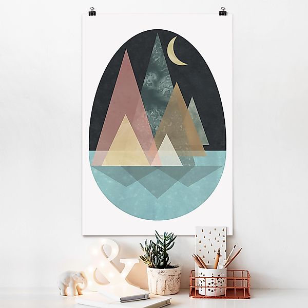 Poster - Hochformat Utopische Landschaft - Mond günstig online kaufen