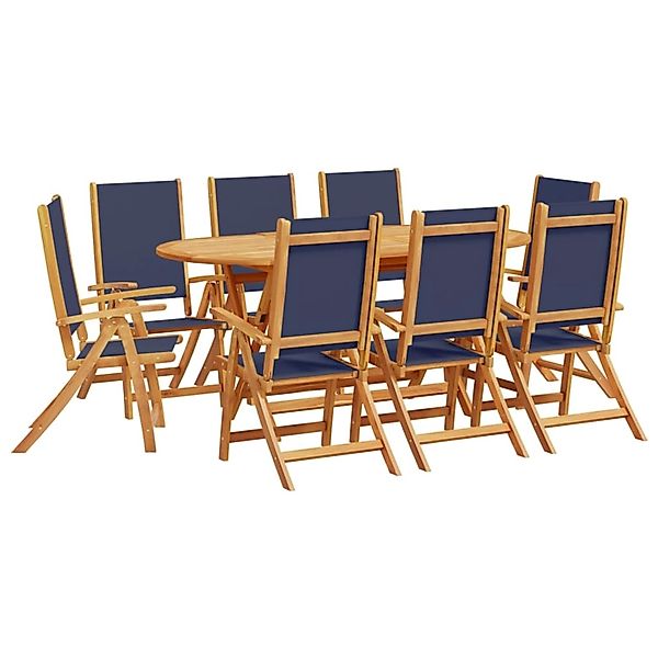 vidaXL 9-Tlg Garten-Essgruppe Massivholz Akazie und Textilene 3279299 günstig online kaufen