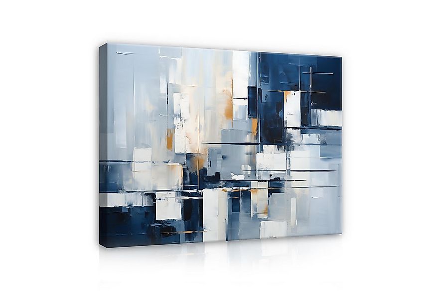 Wallarena Leinwandbild Abstrakt Blau Grau Loft Kunst Wandbilder XXL Wand De günstig online kaufen