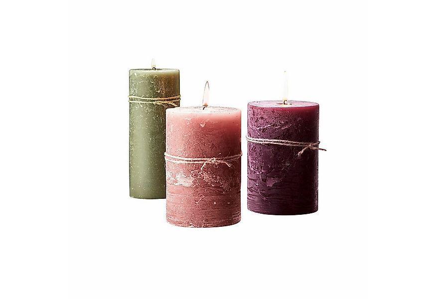 Mirabeau Stumpenkerze Kerze 3er Set Salis rosa/grün (3er Set, 3er Set), non günstig online kaufen