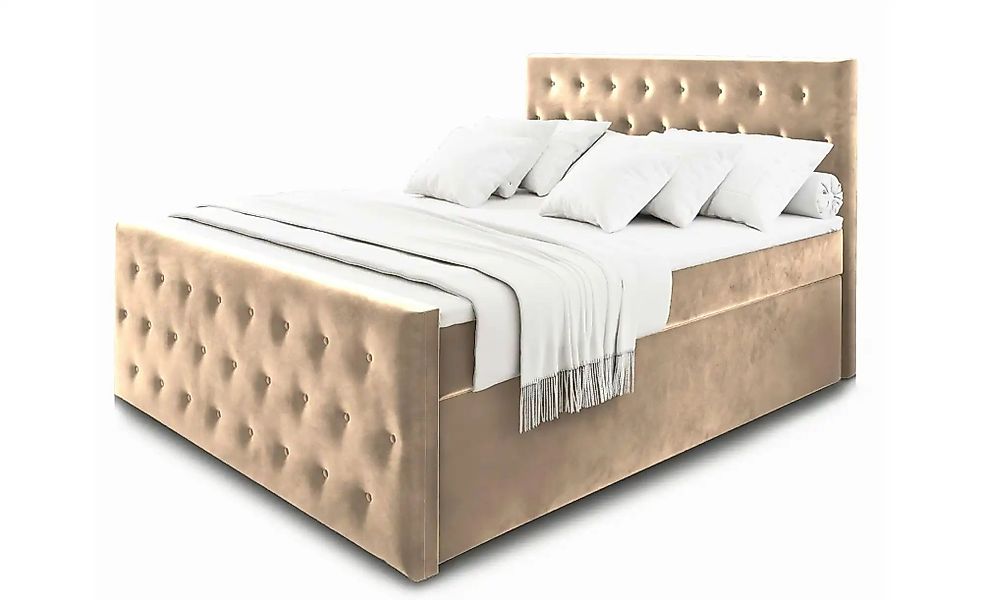 MASSENO Boxbett mit Bettkasten Fondi ¦ beige ¦ Maße (cm): B: 180 H: 120 Bet günstig online kaufen