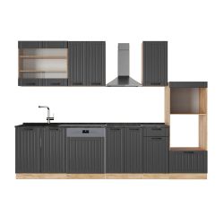 Vicco Küchenzeile Fame-Line, Dunkelgrau/Goldkraft Eiche, 300 günstig online kaufen
