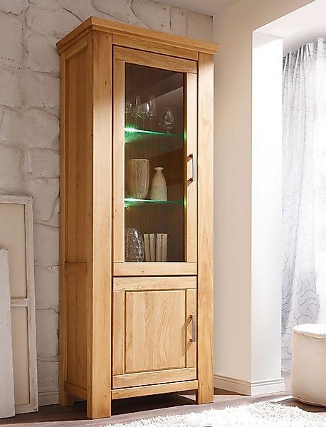 expendio Vitrine Viterbo Wildeiche 83x210x47 cm vormontiert mit Beleuchtung günstig online kaufen