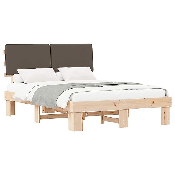 vidaXL Bettgestell mit Gepolstertem Kopfteil Taupe 135 x 190 cm 877362 günstig online kaufen