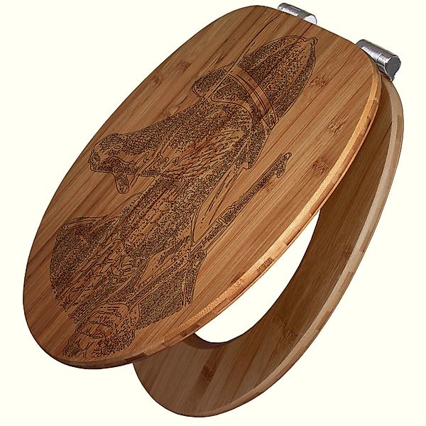 Banjado WC Sitz Bambus Holz Mit Gravur Toilettendeckel Mit Absenkautomatik günstig online kaufen