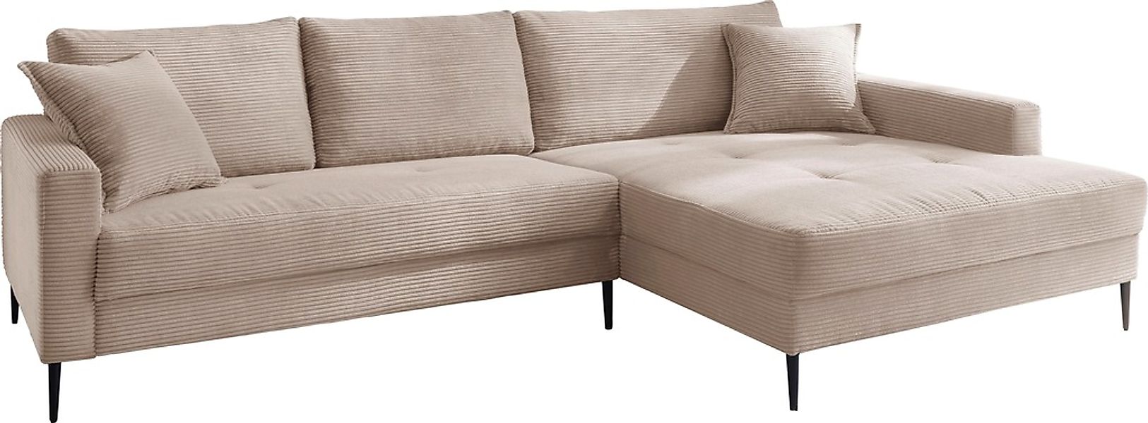 Trends by HG Ecksofa "Summer L-Form" in Cord-Stoff mit Metallfuß günstig online kaufen
