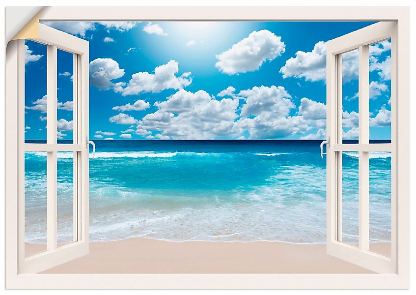 Artland Wandbild "Fensterblick Großartige Strandlandschaft", Fensterblick, günstig online kaufen