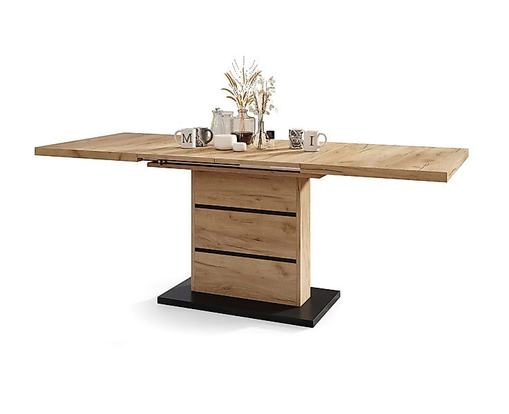 Mazzoni Esstisch Design Piano Tisch Eiche dunkel Schwarz ausziehbar 120-200 günstig online kaufen