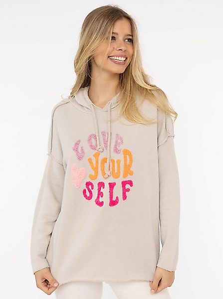 Zwillingsherz Hoodie "Love Yourself" Kapuze, Flockprint, Langarm, Kordelzug günstig online kaufen