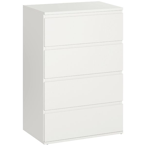 HOMCOM Kommode mit 4 Schubladen & Kippsicheren Zuglaschen Weiß  55 x 33 x 8 günstig online kaufen