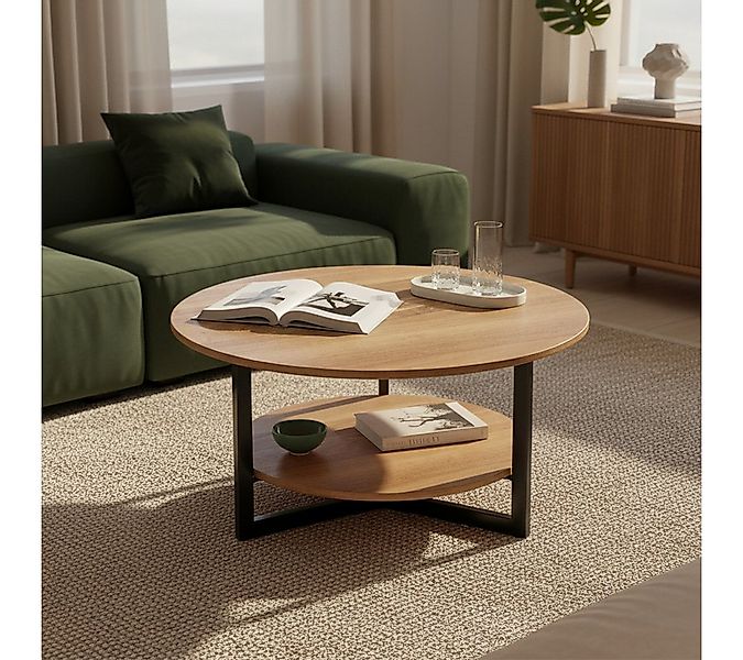 skølm Couchtisch Drakkar aus Massivholz Eiche mit Metallgestell, Wohnzimmer günstig online kaufen