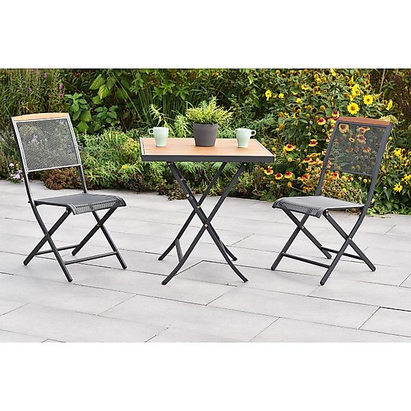 Merxx Patmos Set 3-tlg. 2 Klappstühle Klapptisch 70x70 cm günstig online kaufen