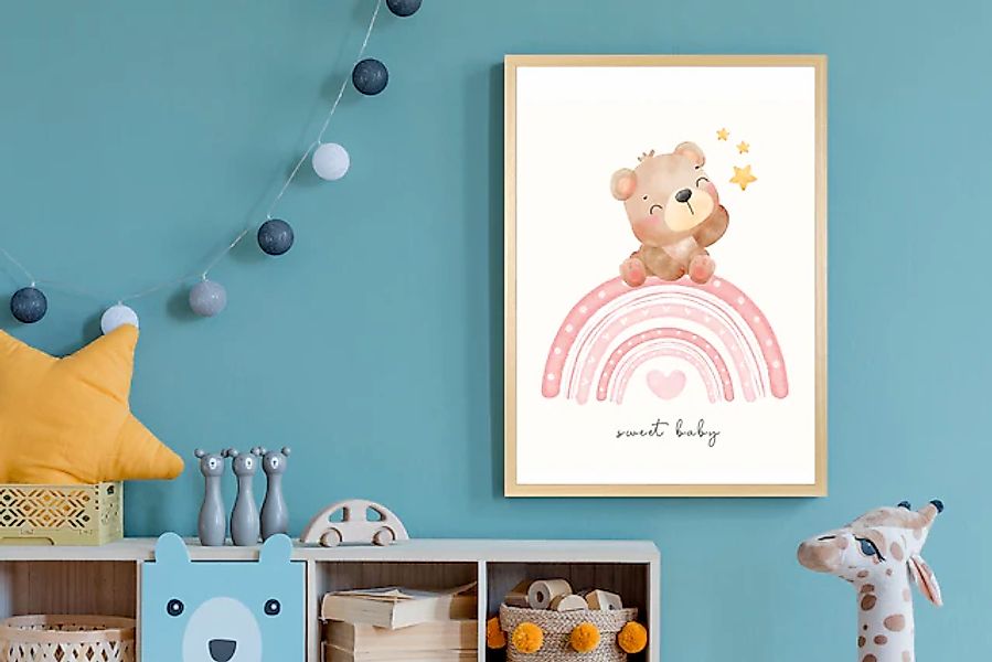 queence Bild mit Rahmen »Bär auf buntem Regenbogen«, Bär-Bären-Bilder vom S günstig online kaufen