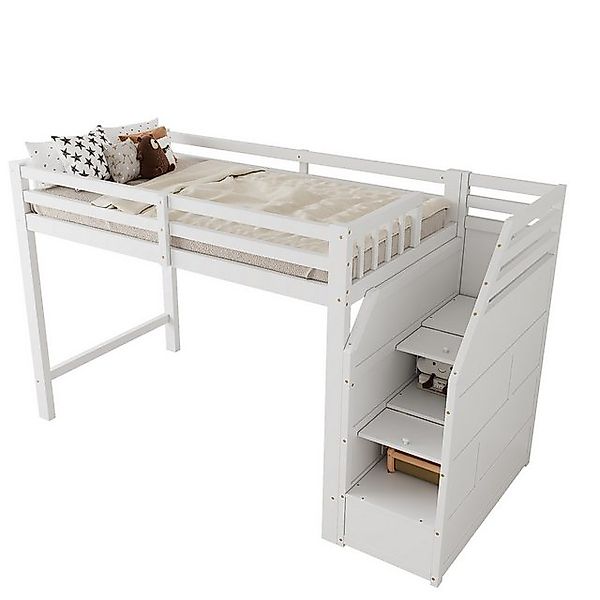 Gotagee Hochbett 90x200 Einzelbett Stauraumbett Jugendbett Multifunktionsbe günstig online kaufen