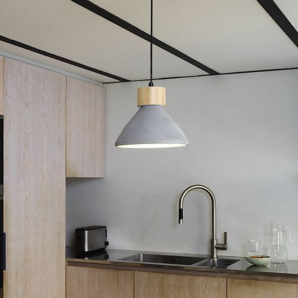 OSRAM Hängelampe CONCRETE WOOD, grau, Ø 22 cm, Beton, E27 günstig online kaufen