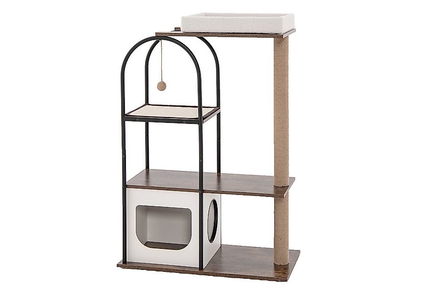 COSTWAY Kratzbaum, mit Katzenhöhle & abnehmbarem Katzenbett & Ball, 118cm h günstig online kaufen