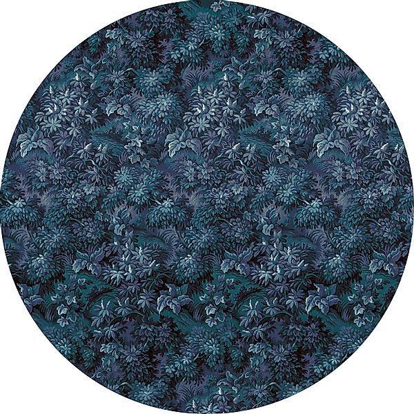 Sanders & Sanders Selbstklebende Runde Tapete Blätter Dunkelblau Ø 125 cm 6 günstig online kaufen