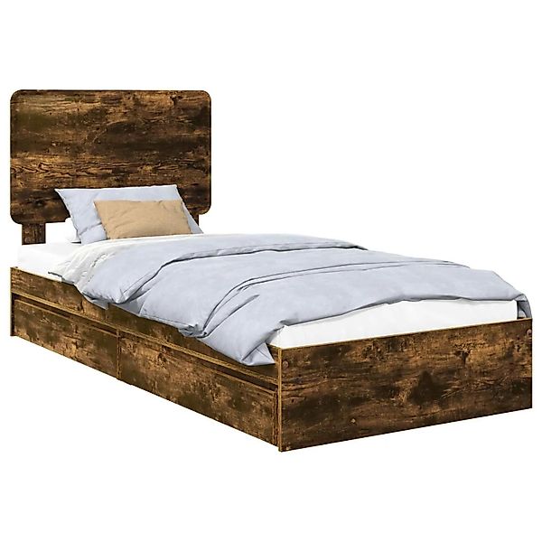 vidaXL Stauraumbett Räuchereiche 100 x 200 cm Holzwerkstoff 3412718 günstig online kaufen