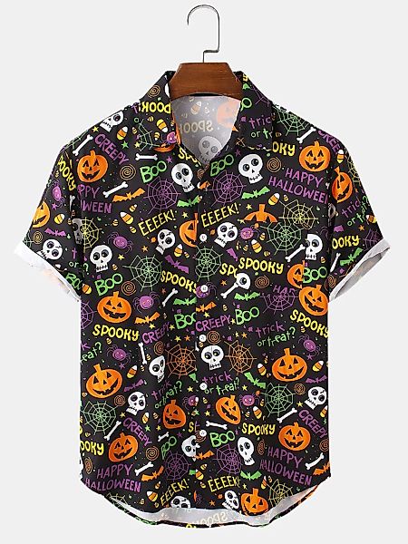 Lustige Cartoon-Geister & Kürbis-Druck-Halloween-Party-Hemden der Männer günstig online kaufen