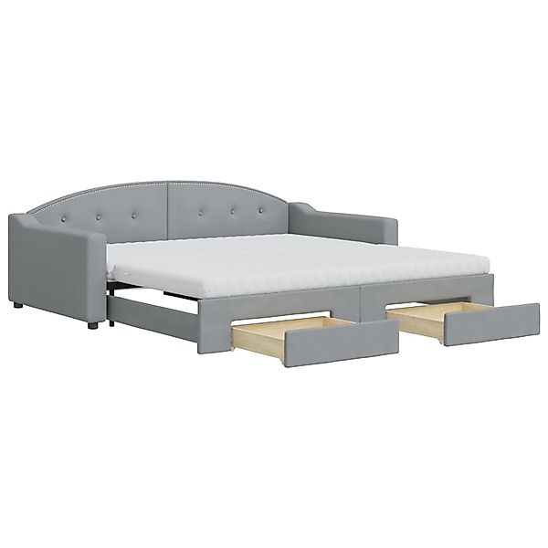 vidaXL Tagesbett Ausziehbar mit Schubladen Hellgrau 100x200 cm Stoff1885878 günstig online kaufen