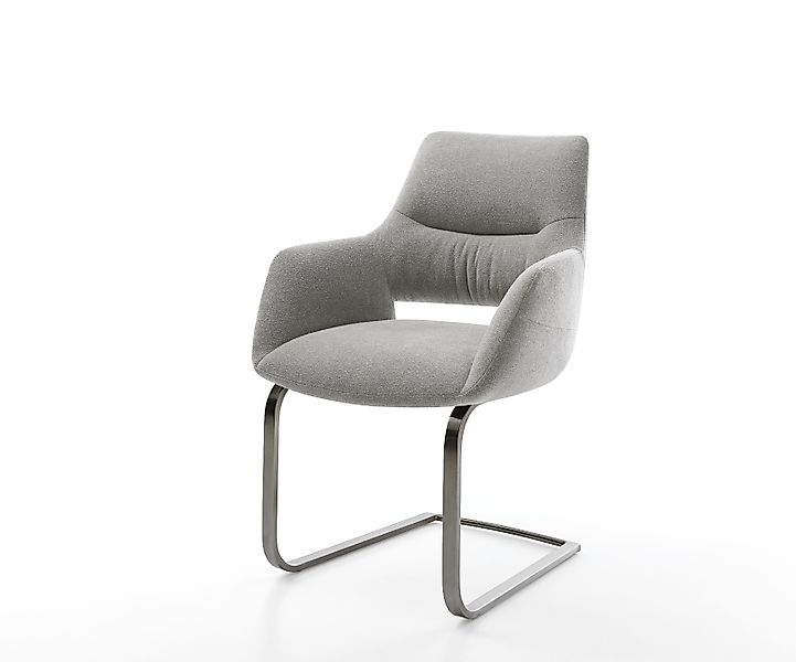 Freischwinger Yago-Flex mit Armlehnen Strukturstoff Soft Grau Freischwinger günstig online kaufen