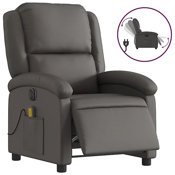vidaXL Relaxsessel Elektrisch Grau Echtleder 3204257 günstig online kaufen