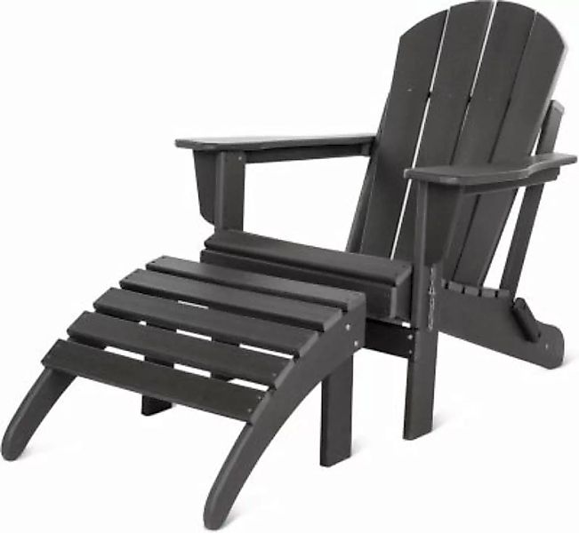 Aspero® Gartenstuhl Adirondack mit Fußstütze Gartenstühle anthrazit günstig online kaufen