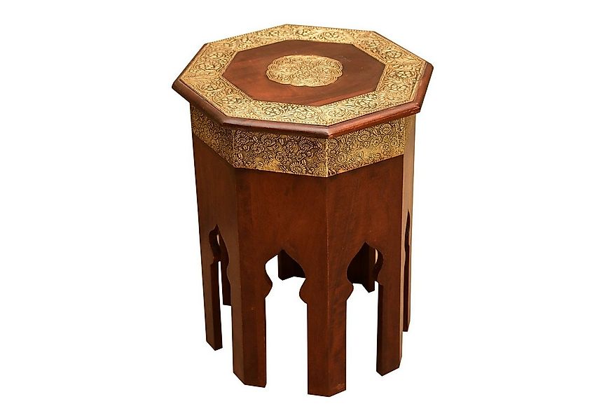 Casa Moro Beistelltisch Beistelltisch Meena Ø 40 cm rot-braun Gold Holz Mes günstig online kaufen