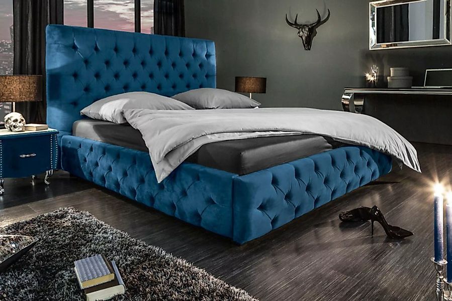 riess-ambiente Bett PARIS 180x200cm dunkelblau, mit Samt-Bezug günstig online kaufen