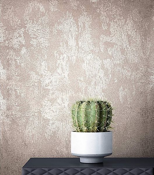 Newroom Vliestapete, Rosa Tapete Industrial Glänzend - Beton-Optik Unitapet günstig online kaufen