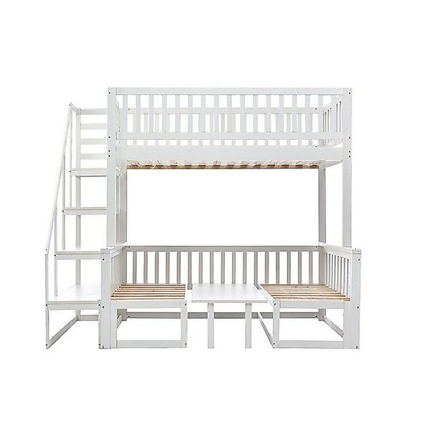 Welikera Etagenbett Etagenbett mit Treppe,Verstellbarem Tisch,Holzsofa,Kind günstig online kaufen