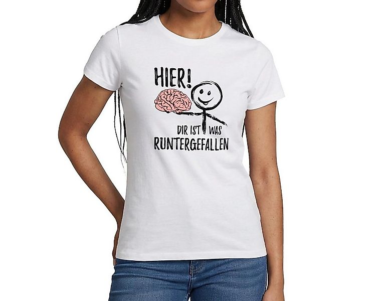 Spreadshirt T-Shirt Hier Dir Ist Was Runtergefallen Lustiger Spruch Mit Geh günstig online kaufen