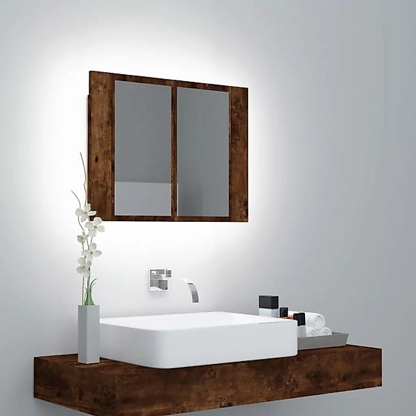 Vidaxl Led-spiegelschrank Räuchereiche 60x12x45 Cm Holzwerkstoff günstig online kaufen