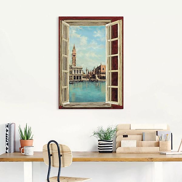 Artland Wandbild "Fenster mit Blick auf Venedig", Fensterblick, (1 St.) günstig online kaufen