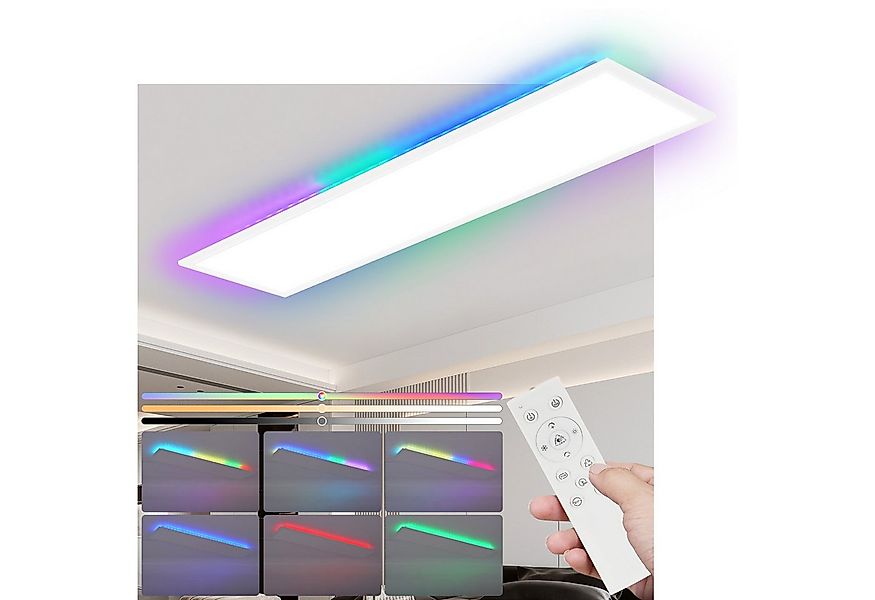 ZMH LED Deckenleuchte Wohnzimmer Deckenpanel Dimmbar Lang RGB Farbwechsel W günstig online kaufen